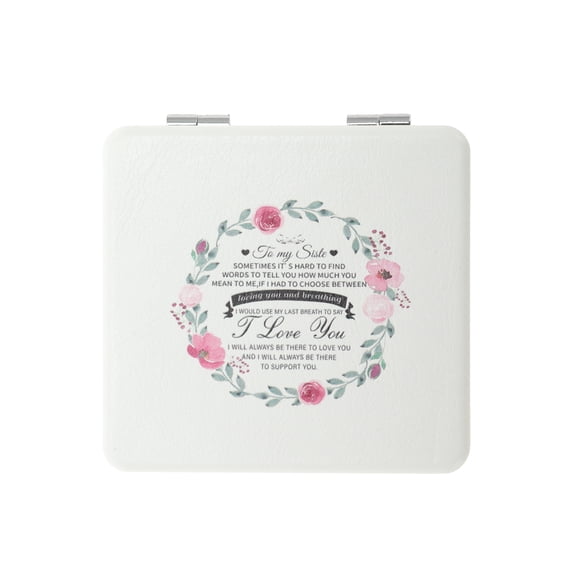 Unique Bargains Women Portable Square Shape Handheld Mirror for Travel White 1 Pc