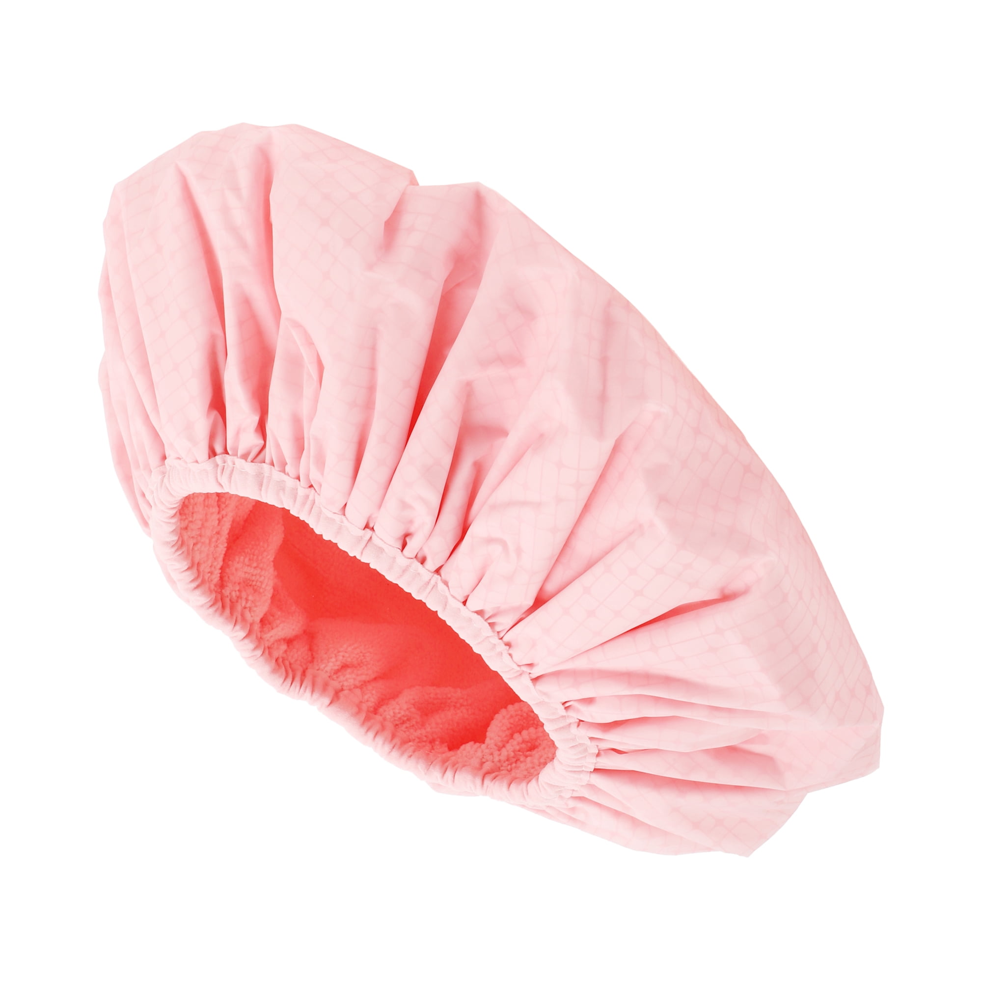 Unique Bargains Women Portable Stripe Shower Cap Pink 1 Pc