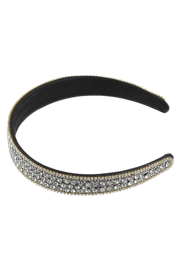 Women Rhinestone Headband Wide Headband Bejewelled Hairband Women Luxury Sparkly Silver Tone