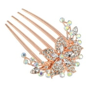 UNIQUE BARGAINS Women Rhinestone Inlaid Flower Hair Comb Hair Accessory Hair Side Comb Clips Rhinestone Head Pieces White