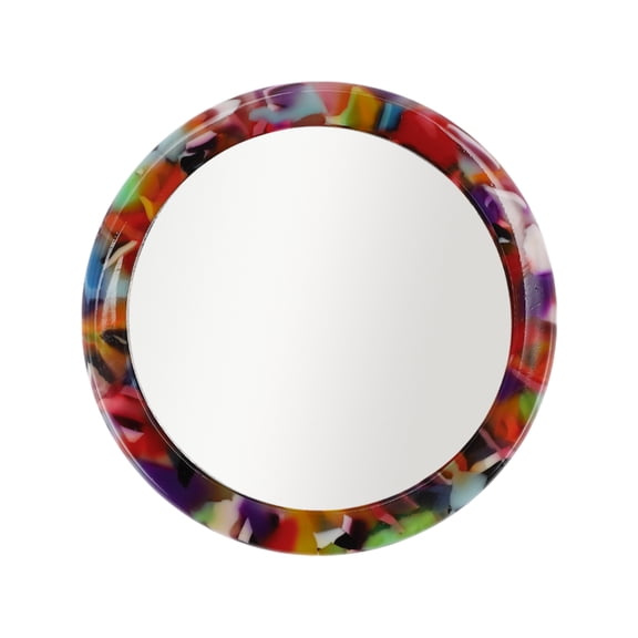 Unique Bargains Women Round Handheld Makeup Mirror for Beauty Parlor Travel Vacation Assorted Color Acetate Glass Mirror