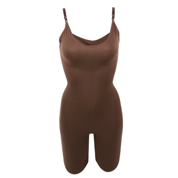 Unique Bargains Women Shapewear Tummy Control Full Bust Body Shaper Briefs Bodysuit Butt Lifter Thigh Slimmer S Brown