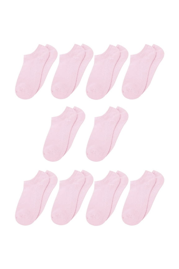 Women Soft Low Cut Textured Sole Ankle Socks 10 Pairs Pink