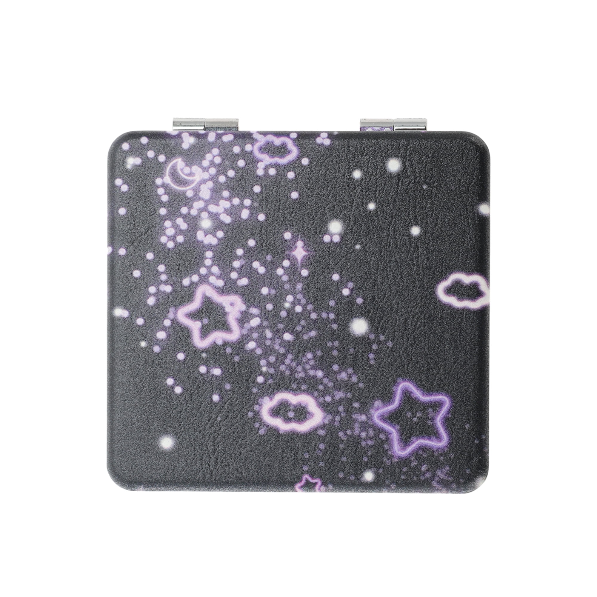 Unique Bargains Women Square Shape Handheld Mirror for Travel Black Purple 1 Pc