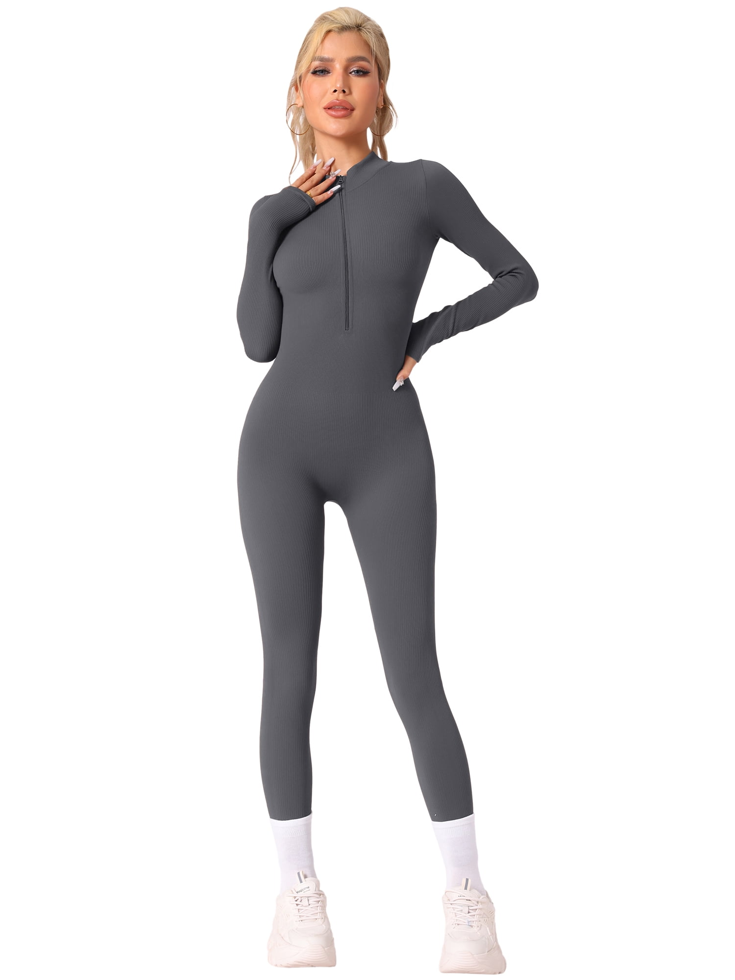 YEAHDOR Womens Full Body Long Sleeve Footed Jumpsuit Silky