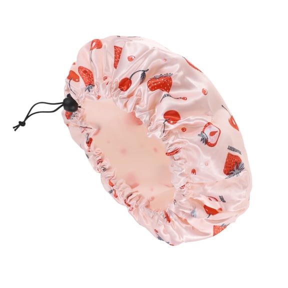 Unique Bargains Women Strawberry Bath Cap for Bathroom Business Travel 1 Pc Red Pink