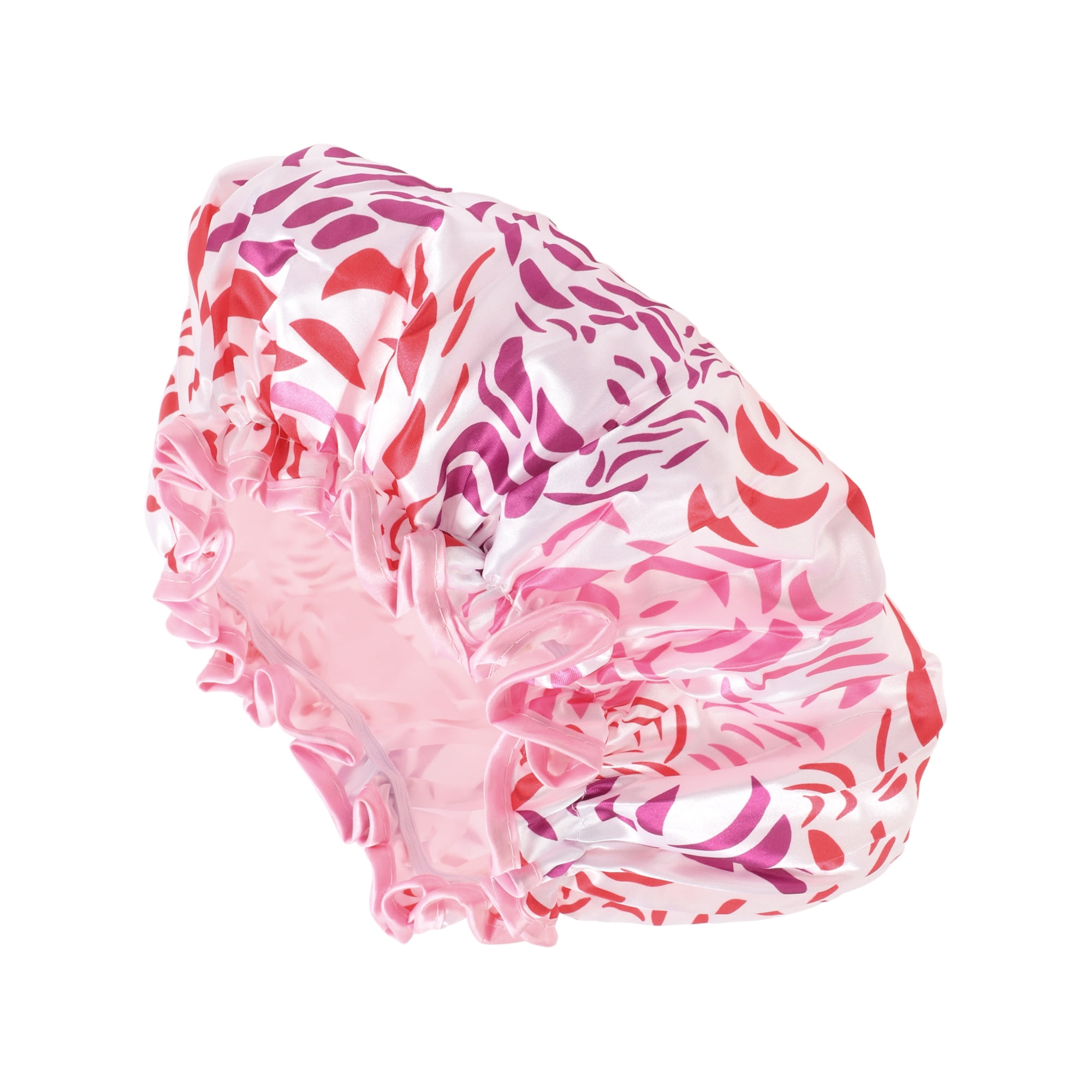Unique Bargains Women Waterproof Stripe Shower Cap 1 Pc Pink