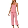 thumbnail image 1 of Unique Bargains Women Womens Cami Top Capri Pajama Set Soft Modal Lace Trim Sleep Sets, 1 of 5