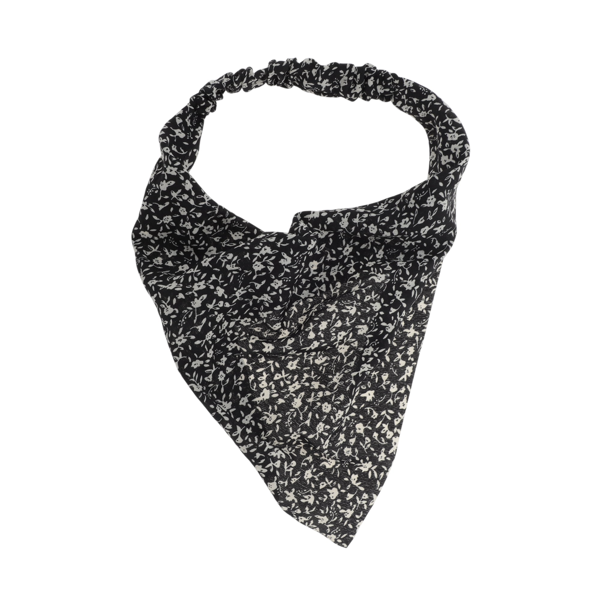 Unique Bargains 1pc Fashion Ditsy Floral Headwrap 8.86''x9.65'' Black