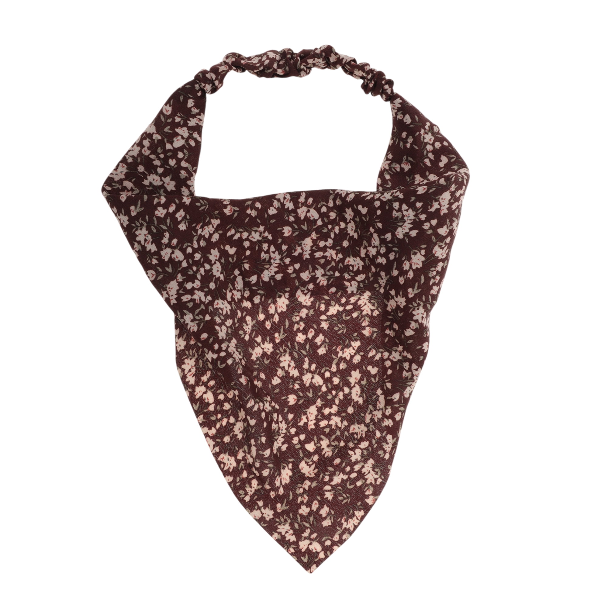 Unique Bargains 1pc Fashion Ditsy Floral Headwrap 8.86''x9.65'' Coffee Color
