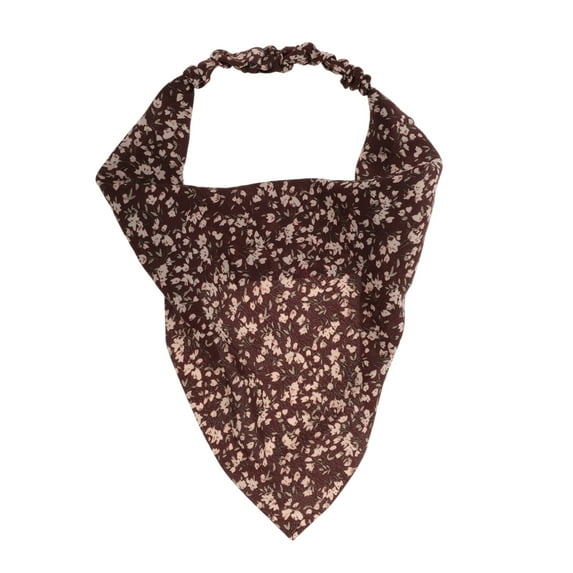 Unique Bargains Women's 1pc Fashion Ditsy Floral Headwrap 8.86''x9.65'' Coffee Color