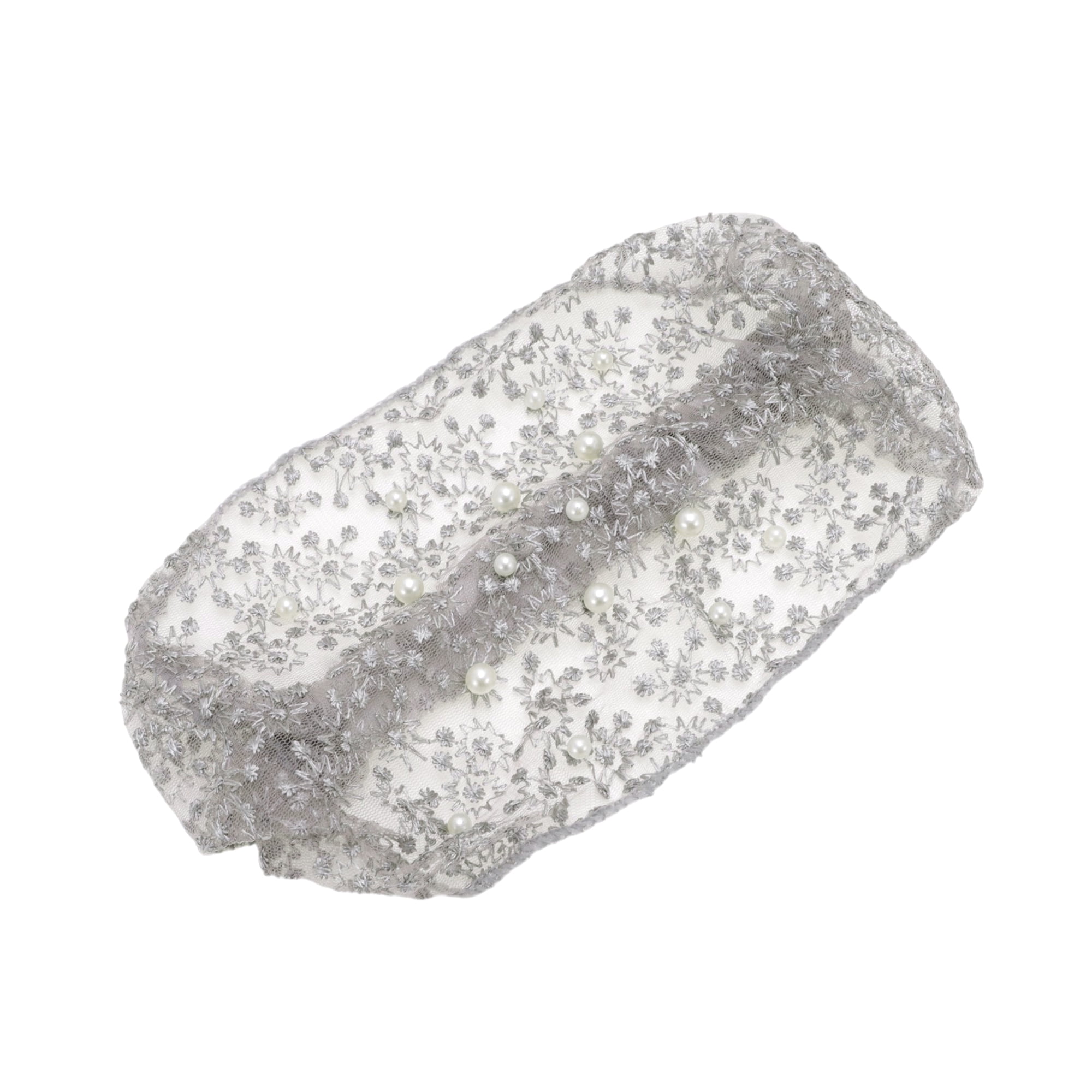 Unique Bargains 1pc Fashion Faux Pearl Wide Headwrap 9.45"x6.69" Gray