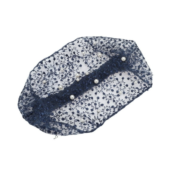 Unique Bargains Women's 1pc Fashion Faux Pearl Wide Headwrap 9.45"x6.69" Navy Blue