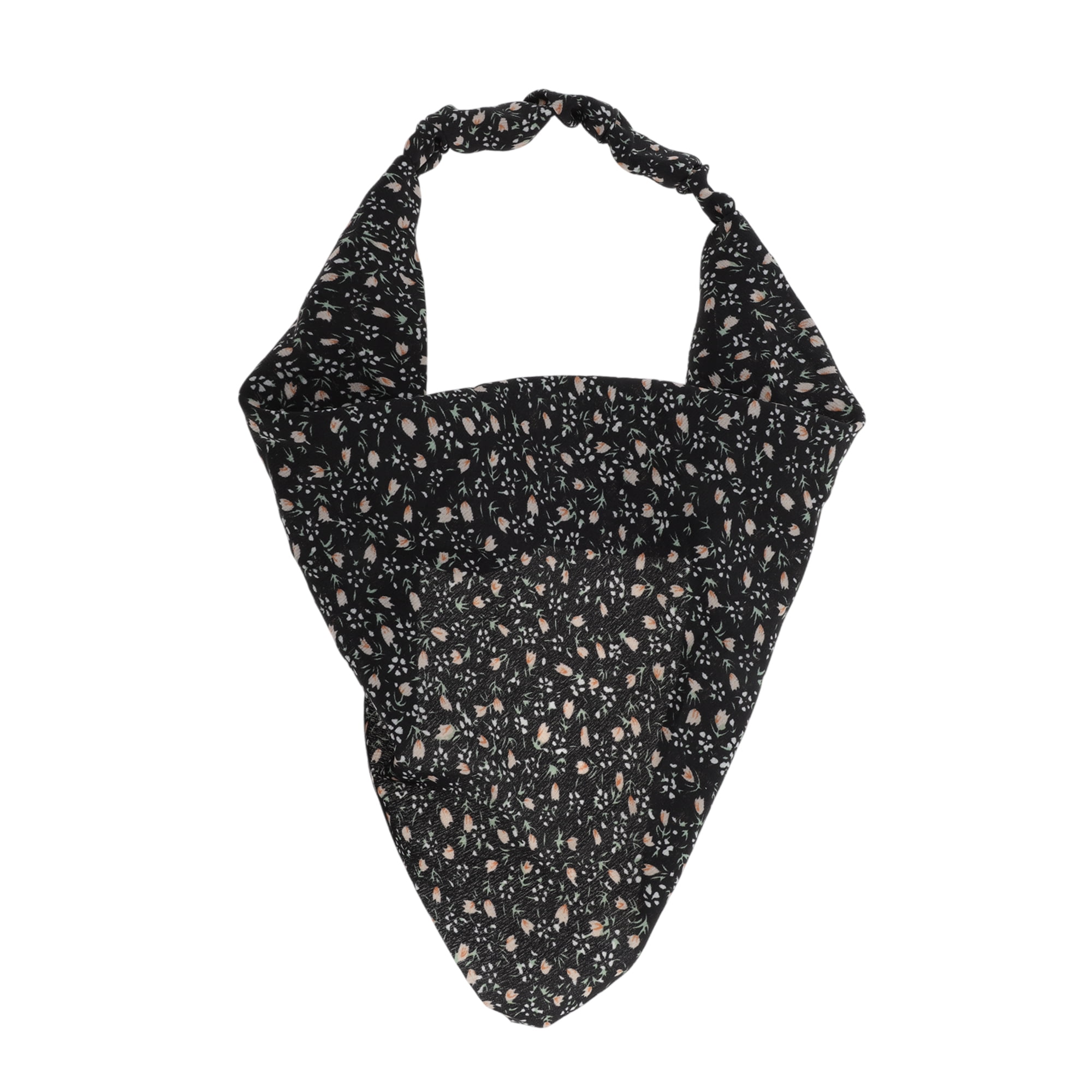 Unique Bargains 1pc Stylish Ditsy Floral Headwrap 9.25''x8.86'' Black