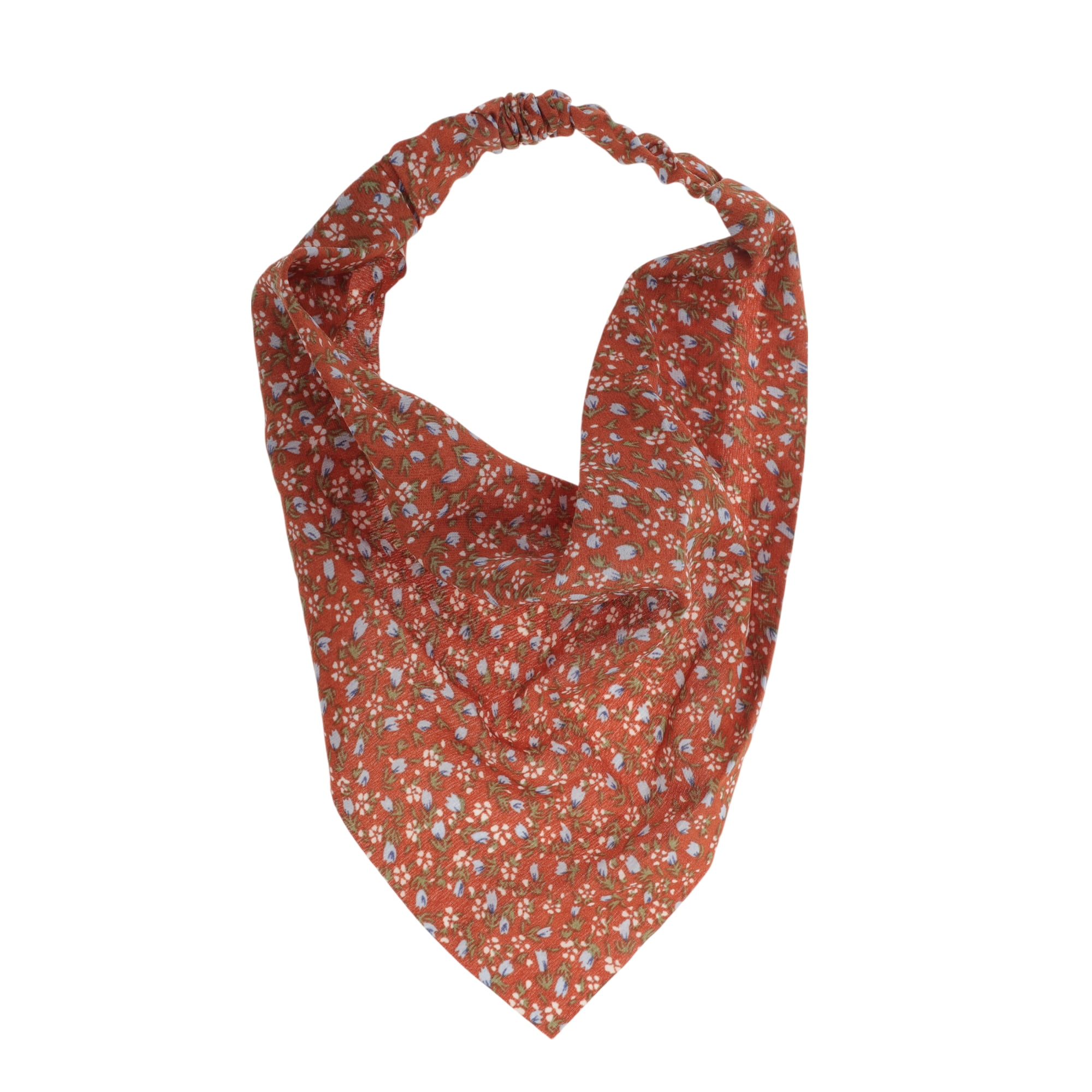 Unique Bargains 1pc Stylish Ditsy Floral Headwrap 9.25''x8.86'' Orange Red