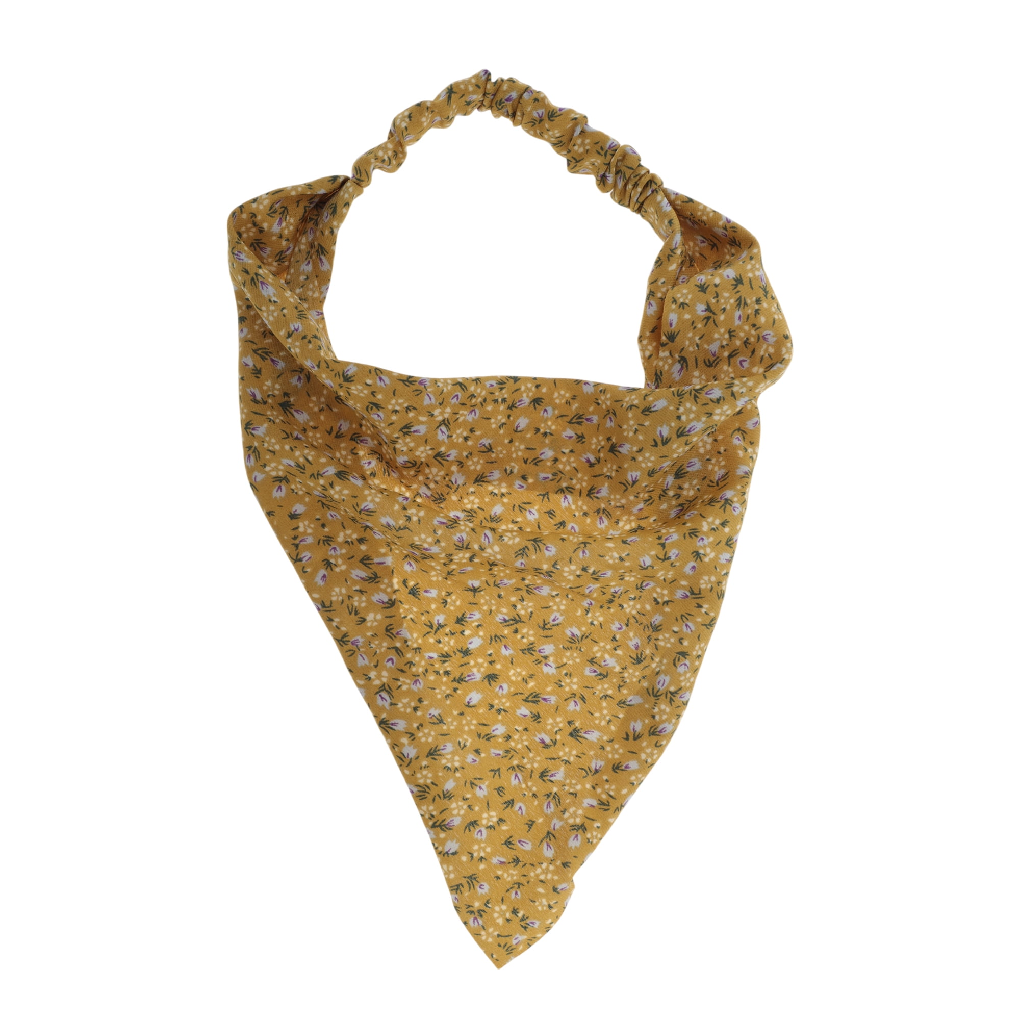 Unique Bargains 1pc Stylish Ditsy Floral Headwrap 9.25''x8.86'' Yellow
