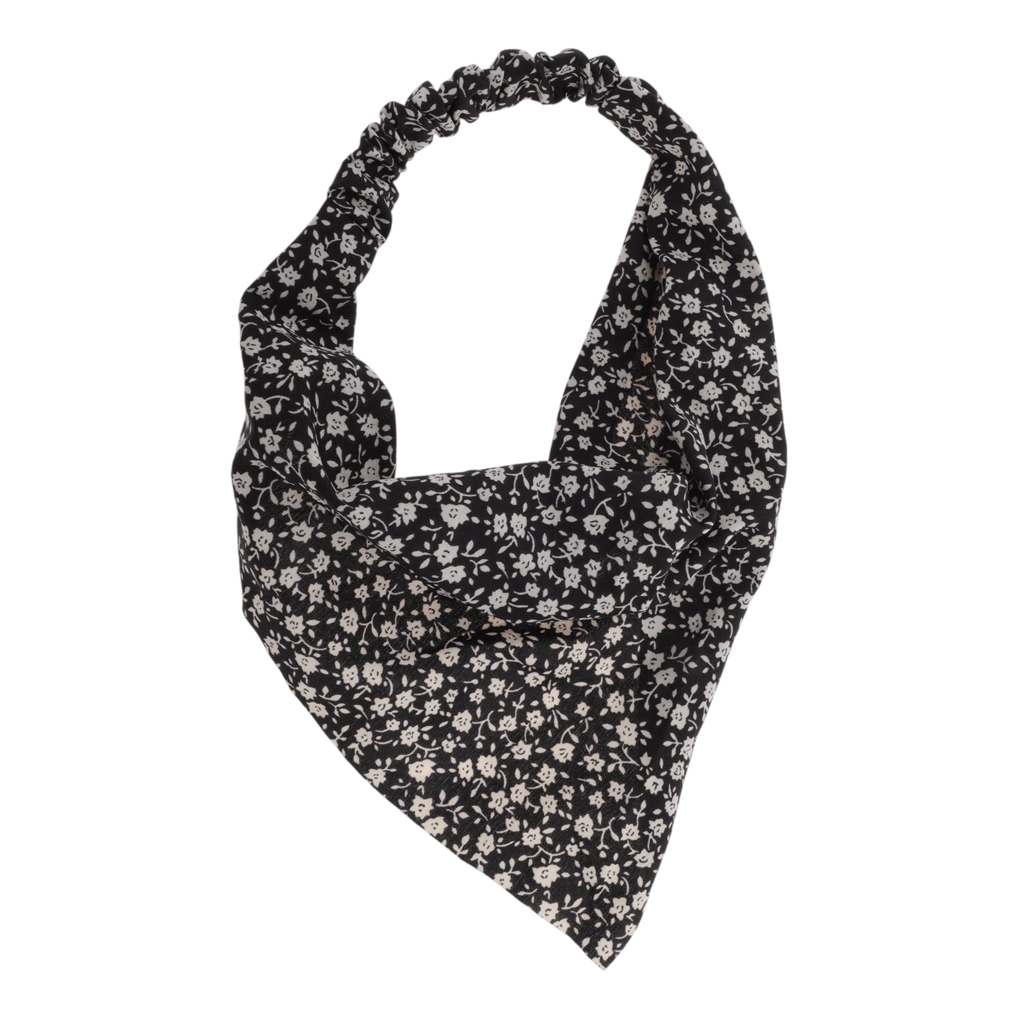 Unique Bargains 1pc Stylish and Comfortable Grace Floral Headwrap Black