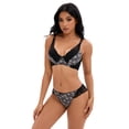 thumbnail image 1 of Unique Bargains Women's 2 Pcs Lingerie Set Floral Mesh Lace Bra and Panty Sets B 40 Black, 1 of 6