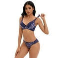 thumbnail image 1 of Unique Bargains Women's 2 Pcs Lingerie Set Floral Mesh Lace Bra and Panty Sets C 36 Blue, 1 of 6