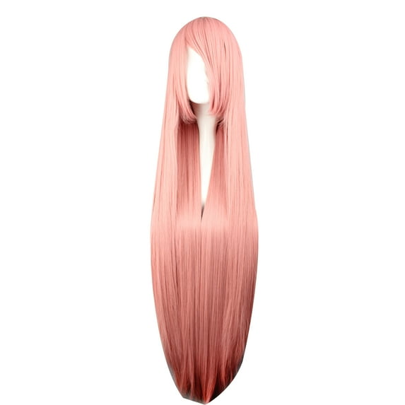 Unique Bargains Women's 39" Hair Wigs Blonde Wigs with Wig Cap Light Pink