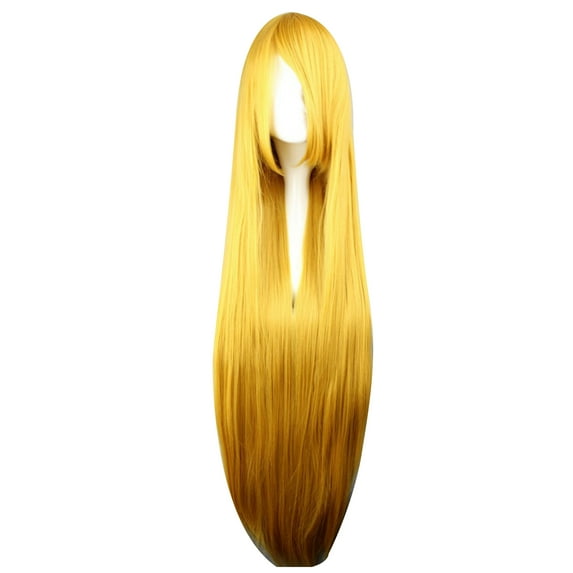 Unique Bargains Wigs for Women 39" Golden Yellow Wigs with Wig Cap