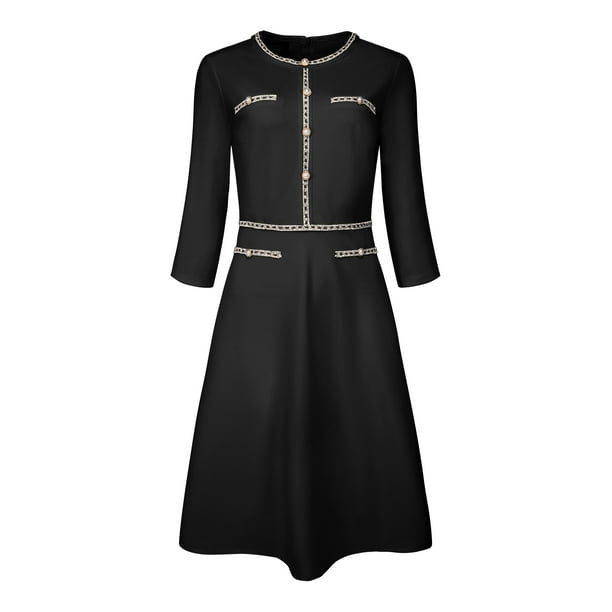 blue dress for baby girl Women's A-Line Sleeveless Dress Contrast Trim Wear to Work Cocktail Fit &  Flare Dresses