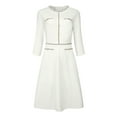 thumbnail image 1 of DARING DIVA A-Line Contrast Color Tweed Trim Dress S White, 1 of 6