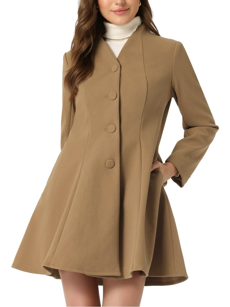 Unique Bargains Women's A-Line Long Coat
