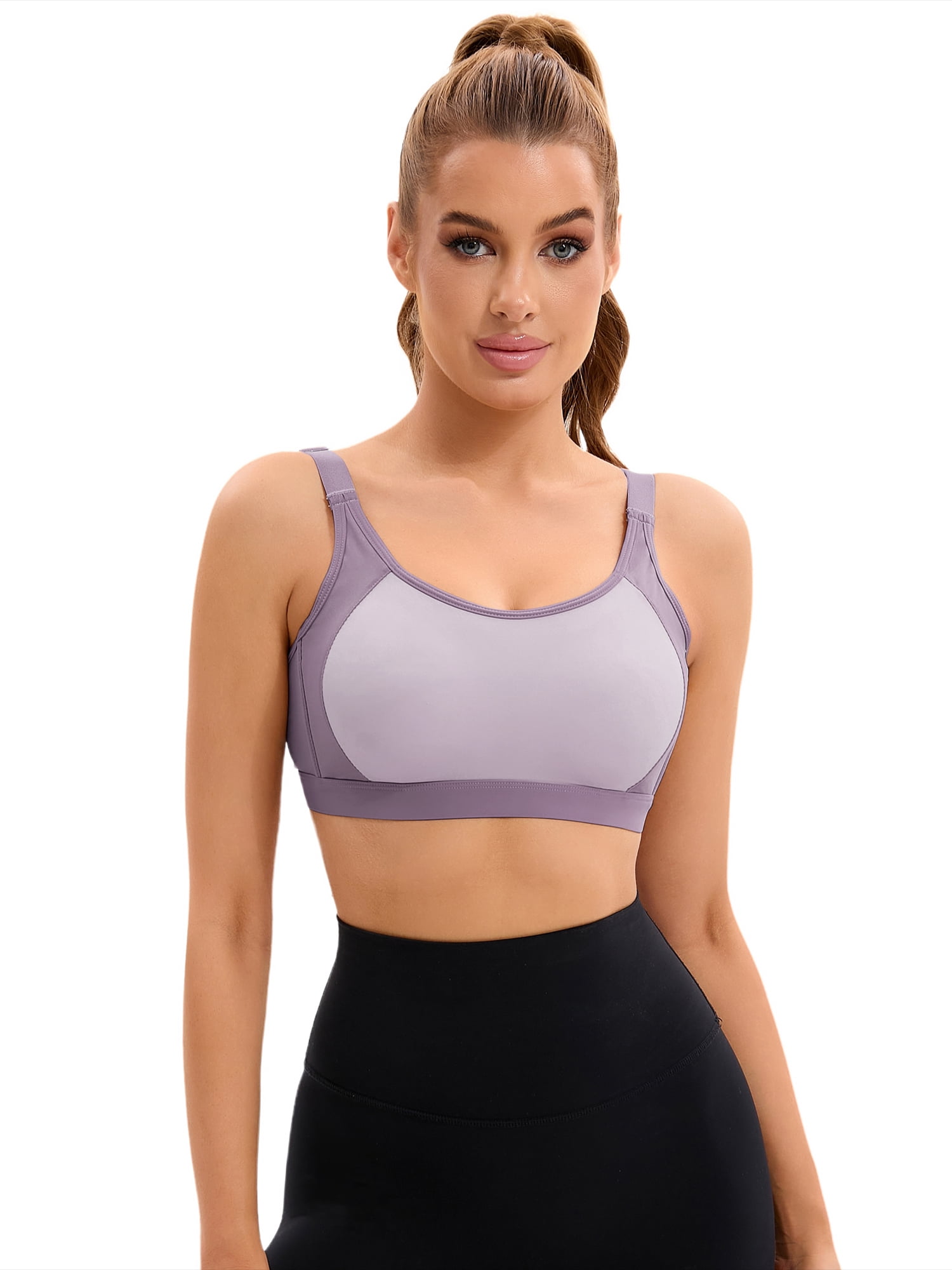 Unique Bargains Women's Adjustable Straps Bras Fixed Cup U Back Sports Bras M Purple