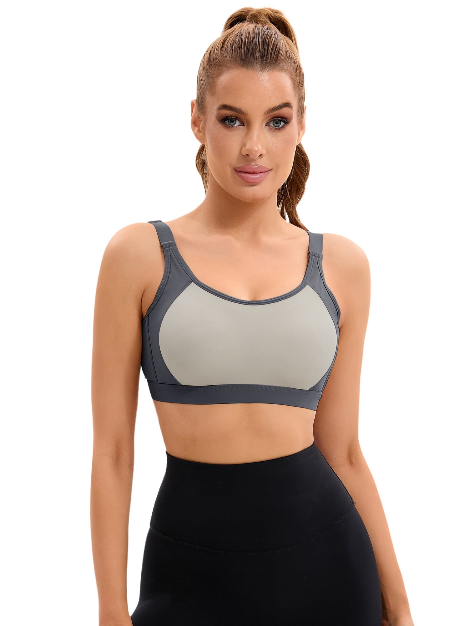 Unique Bargains Women's Adjustable Straps Bras Fixed Cup U Back Sports Bras XS Grey