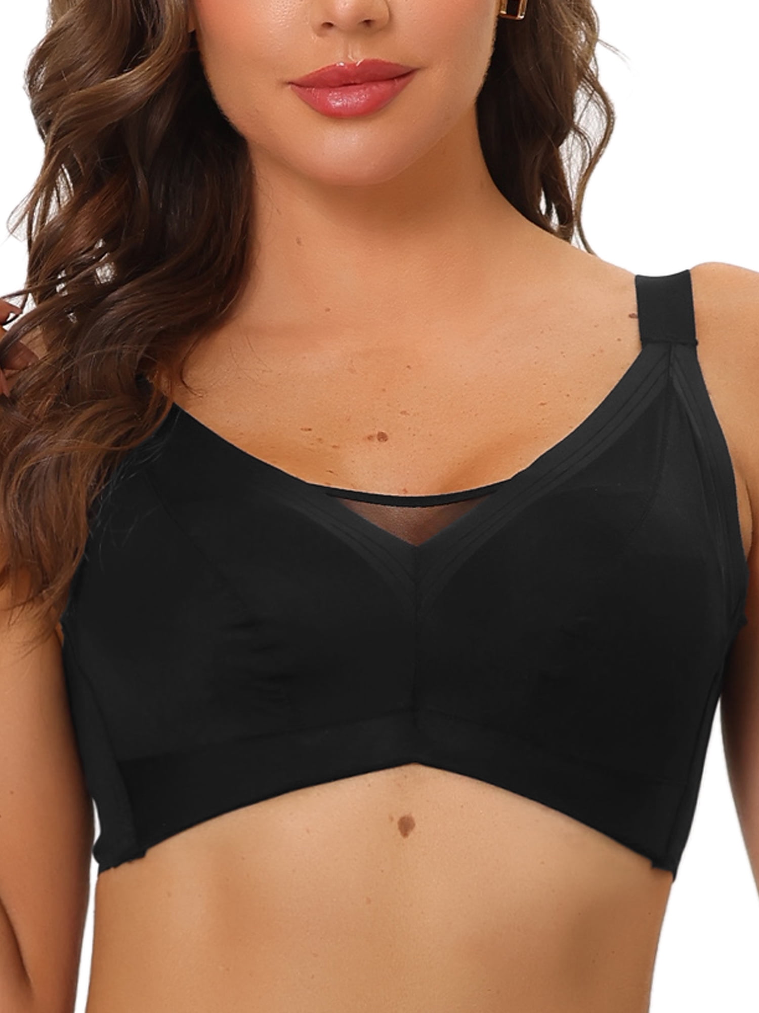 Unique Bargains Women's Adjustable Straps Full Coverage Mesh Underwire Bras 40D Black