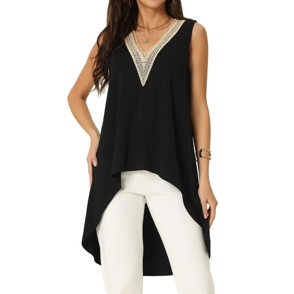 DARING DIVA High Low Asymmetrical Sleeveless Top M Black