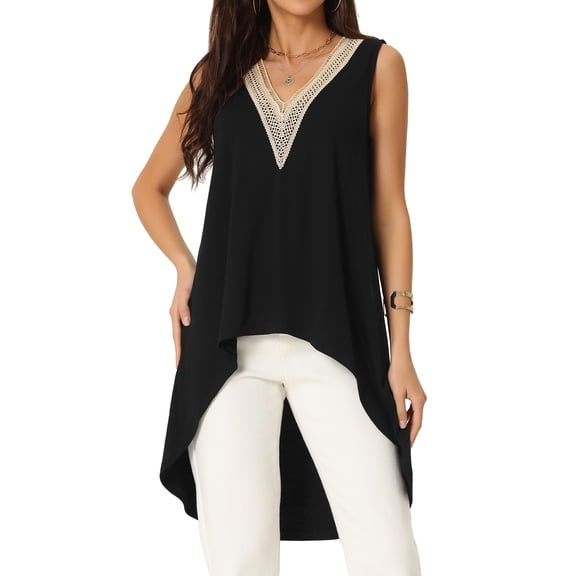 DARING DIVA High Low Asymmetrical Sleeveless Top XL Black