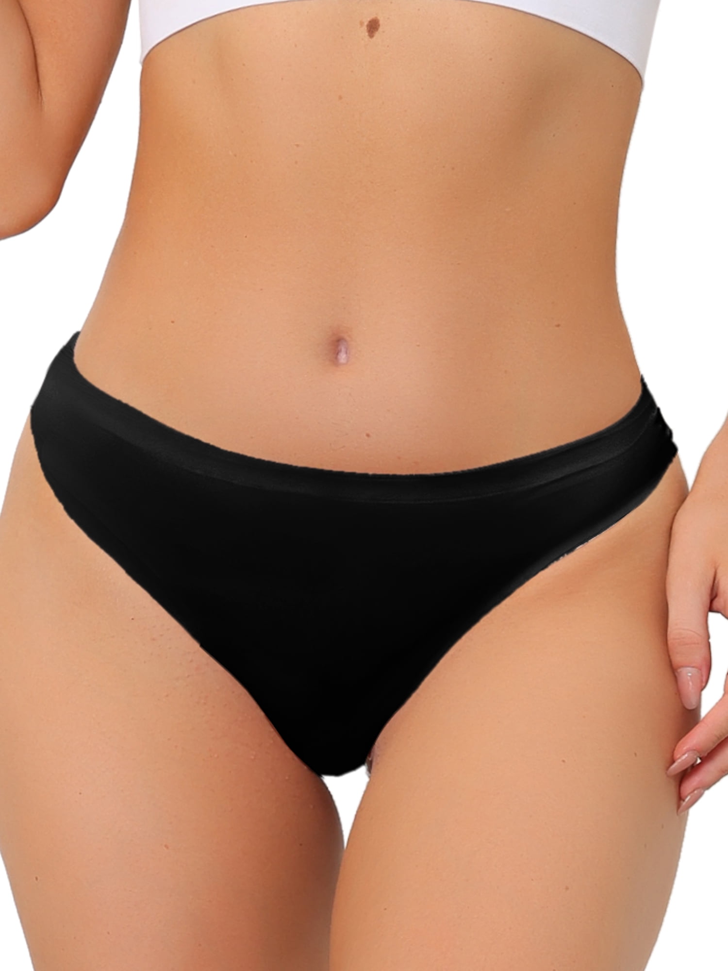 Unique Bargains Women's Available in Plus Size No-Show Breathable Thong XL Black
