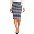 thumbnail image 1 of Unique Bargains Women's Belt Waist High Waist Slit Back H Line Tweed Office Skirt S Dark Blue, 1 of 6