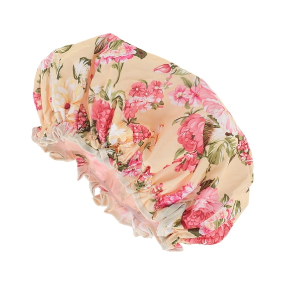 Unique Bargains Women's Big Flower Bath Cap 1 Pc Pink, Apricot
