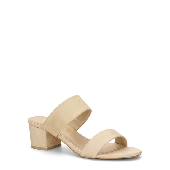 Unique Bargains Women's Block Heel Dual Straps Slide Sandals