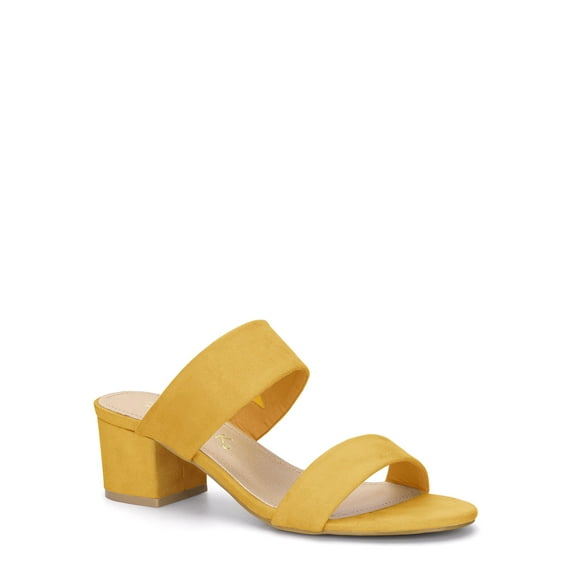 Unique Bargains Women's Block Heel Dual Straps Slide Sandals