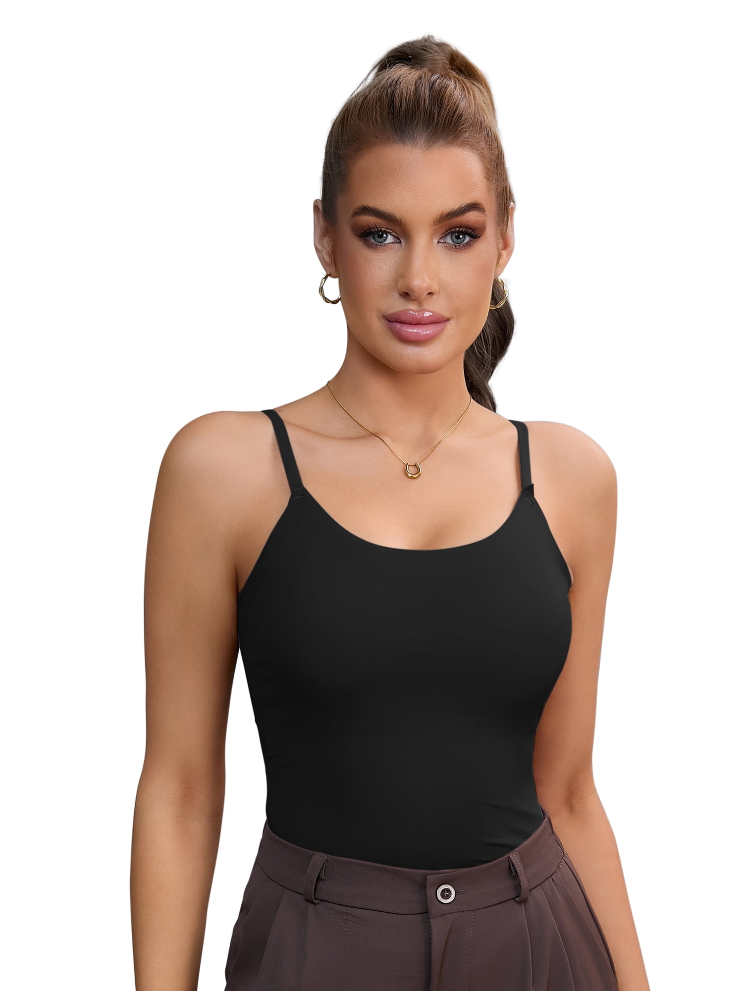DARING DIVA Women's Body Shaper Cami Vest Tummy Control Shapewear Camisoles Black L