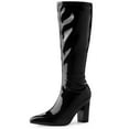 thumbnail image 1 of Unique Bargains Women's Boot Pointed Toe  Zip Chunky Heels Knee High Boots Black 10, 1 of 6