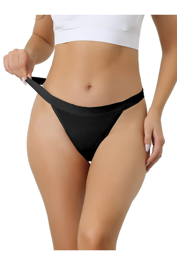 Women's Breathable Underwear Leak Proof Stretch Thongs S Black