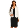 thumbnail image 1 of Unique Bargains Women's Business 2pc Outfit V Neck Solid Dress Suit Sets Blazer Dresses XS White, 1 of 6