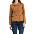 thumbnail image 1 of Unique Bargains Women's Button Decor Casual Peter Pan Collar Peplum Blazer, 1 of 6