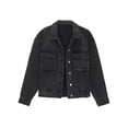 thumbnail image 1 of Unique Bargains Women's Button Down Cargo Pockets Denim Western Outfits L Black, 1 of 7