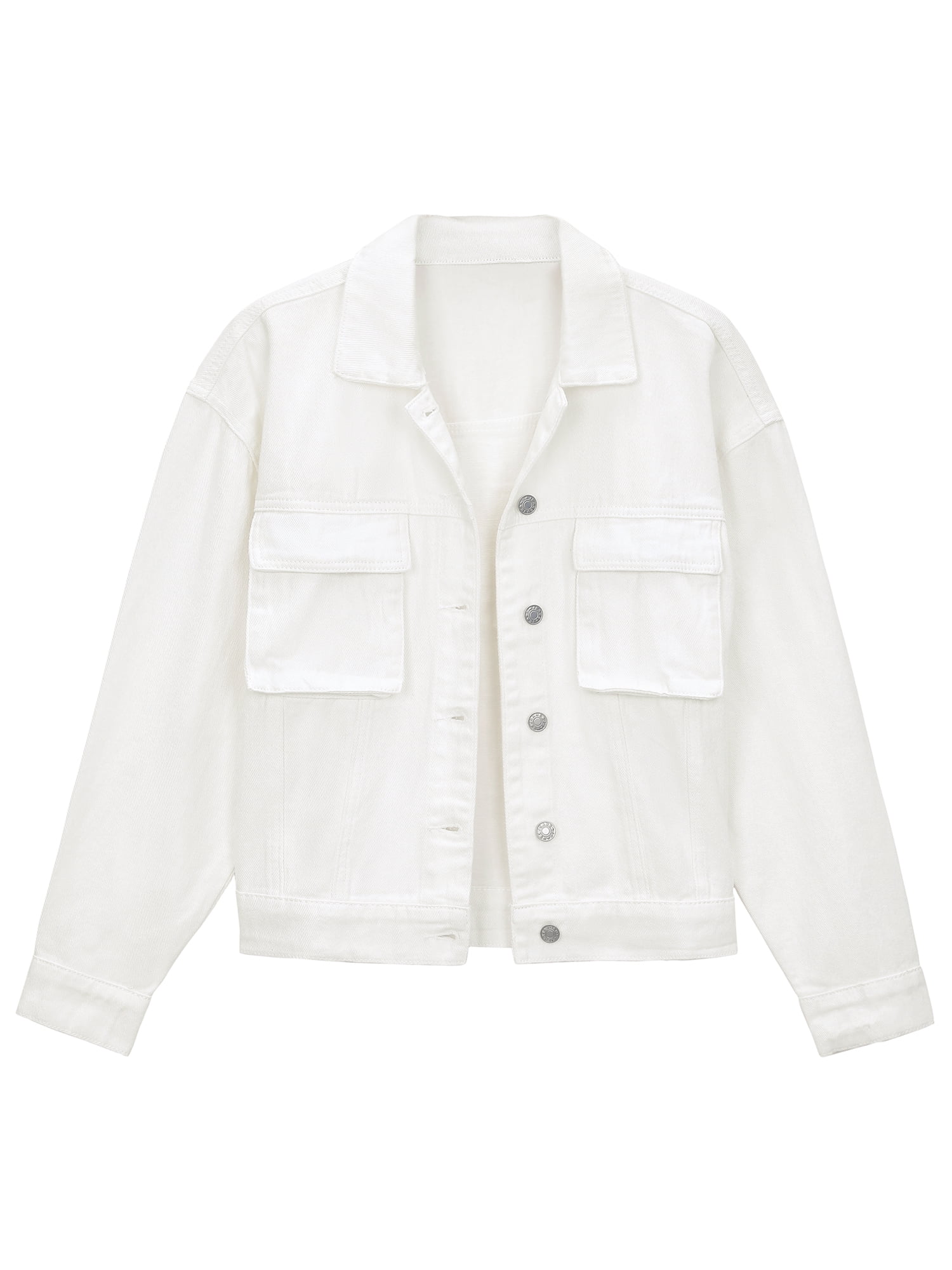Unique Bargains Women's Button Down Cargo Pockets Denim Western Outfits XL White
