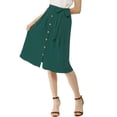 thumbnail image 1 of Unique Bargains Women's Button Front High Waist Belted Midi A-Line Skirt, 1 of 8