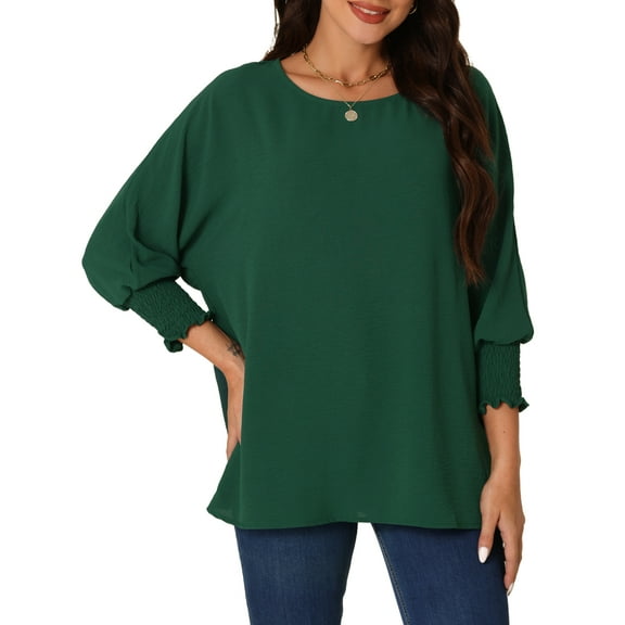 Unique Bargains Women's Casual 3/4 Sleeve Dolman Tops Crew Neck Shirts