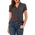 thumbnail image 1 of Unique Bargains Women's Casual Boyfriend Plaid Button Down Flannel Shirt S Dark Green, 1 of 8