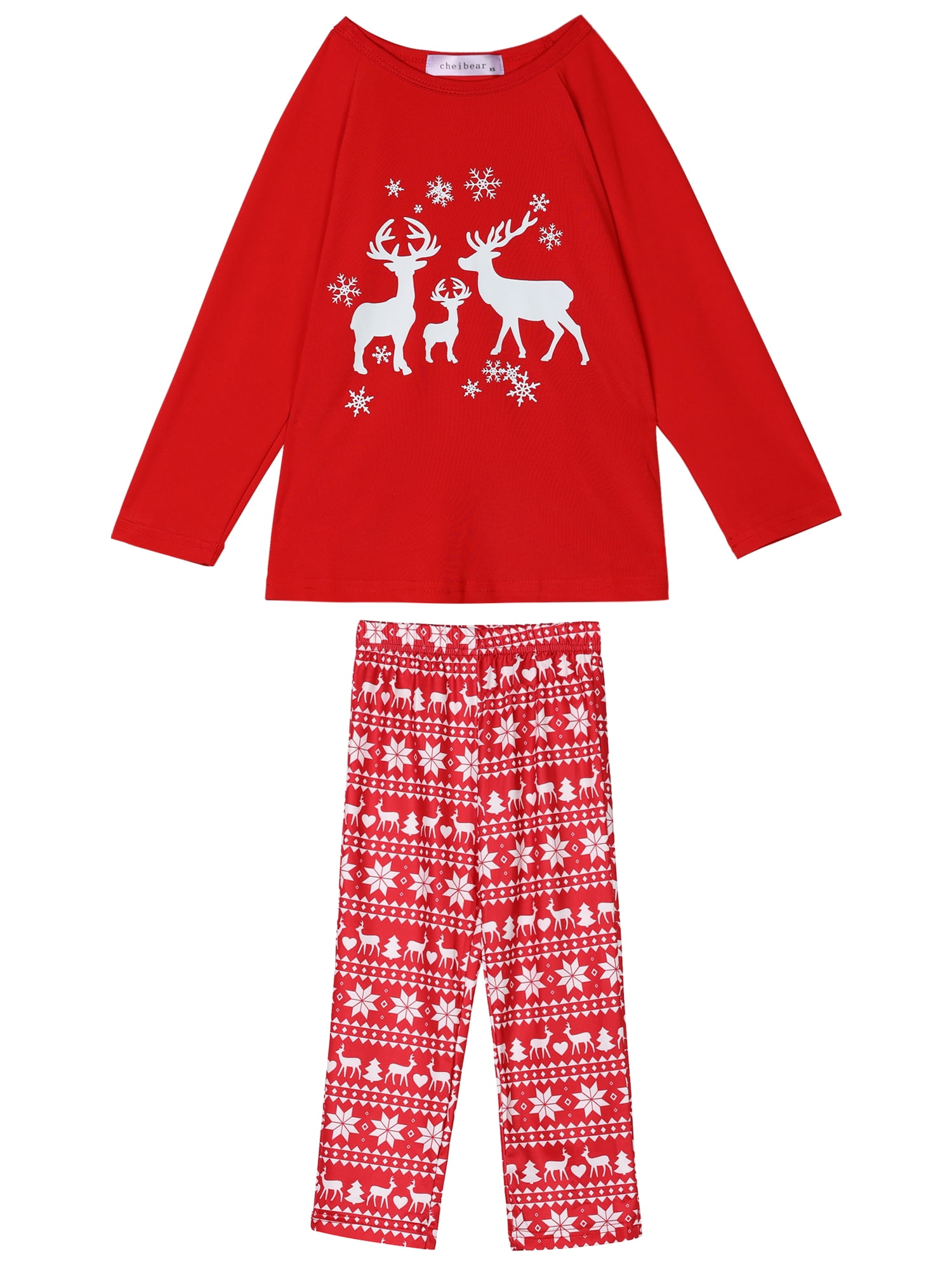 Unique Bargains Women's Christmas Deer Tee and Deer Pants Family Pajama Sleepwear Sets
