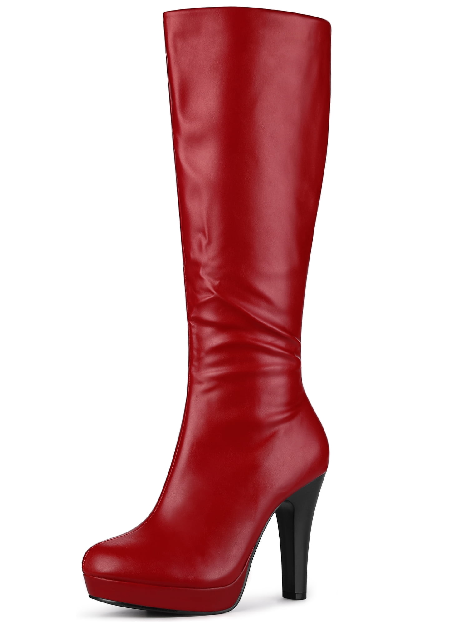 Unique Bargains Women's Chunky Heel Platform Round Toe Over the Knee High  Boots